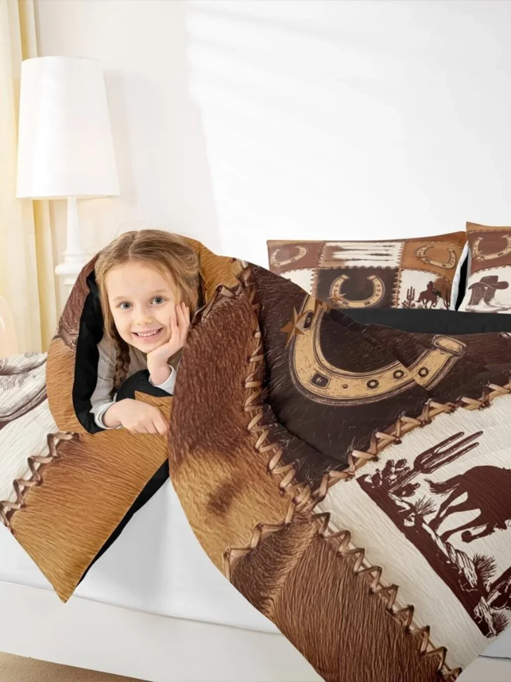 Western Cowboy Comforter Set Queen Rustic Horse Cowboy Bedding Set for Kids Boys
